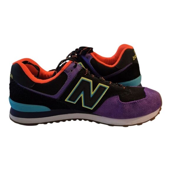 New Balance 574 Rare Retro Look ML574PT2 Black Purple Sneakers Shoes 8.5 Men - Picture 5 of 12